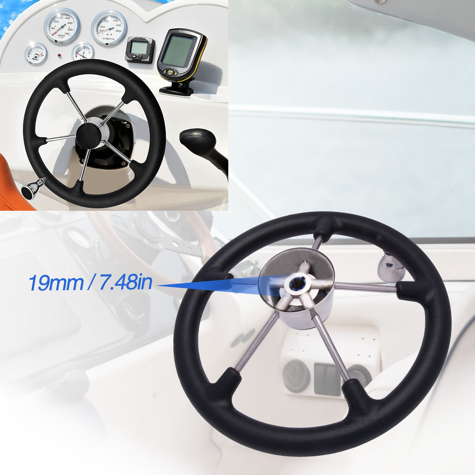 13.5’’ 5-Spoke Stainless Steel - Fishing Boat Steering Wheel ulasan dan harga